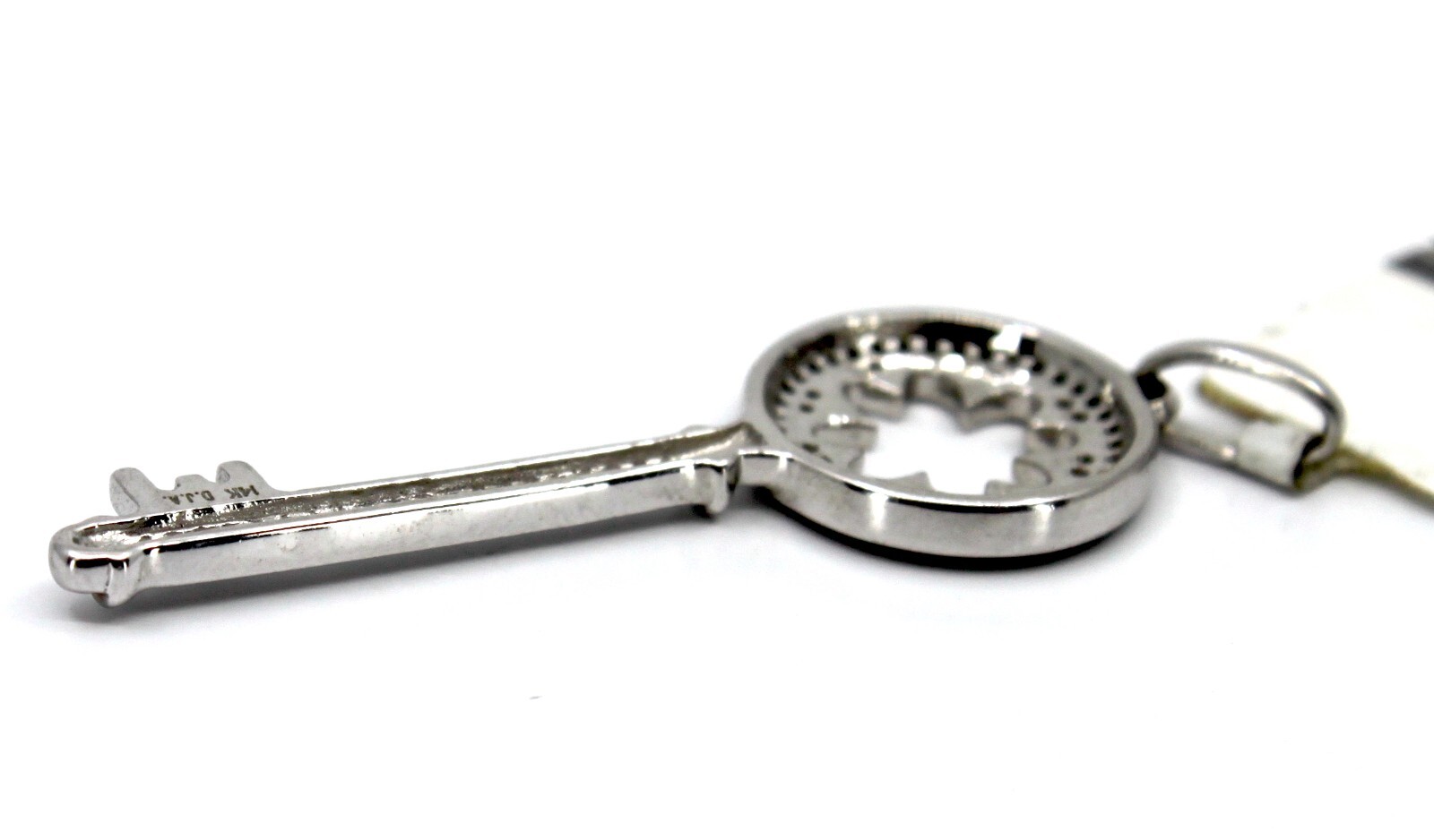 Diamond Key Pendant in 14k Solid White Gold Sign D.J.A