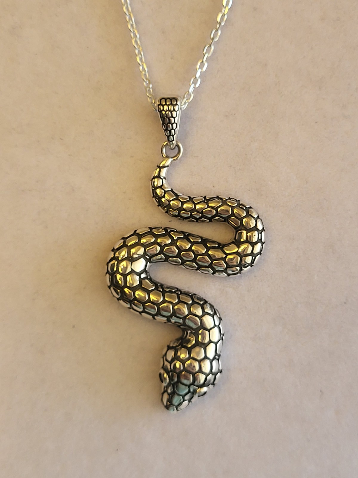 Sensational Sterling Silver Snake Pendantw 18″cabke Chain, NIP