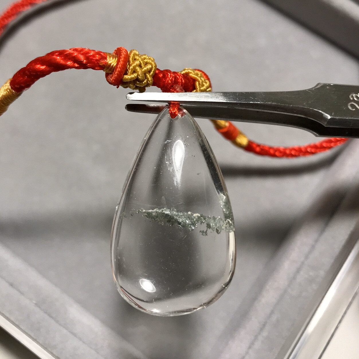 US SELLER Natural Green Phantom Quartz Pendant Teardrop Crystal GEM Necklace