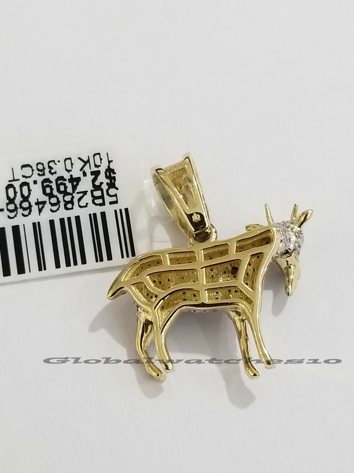 10k Yellow Gold Diamond GOAT charm pendant Real Greatest Of All Time