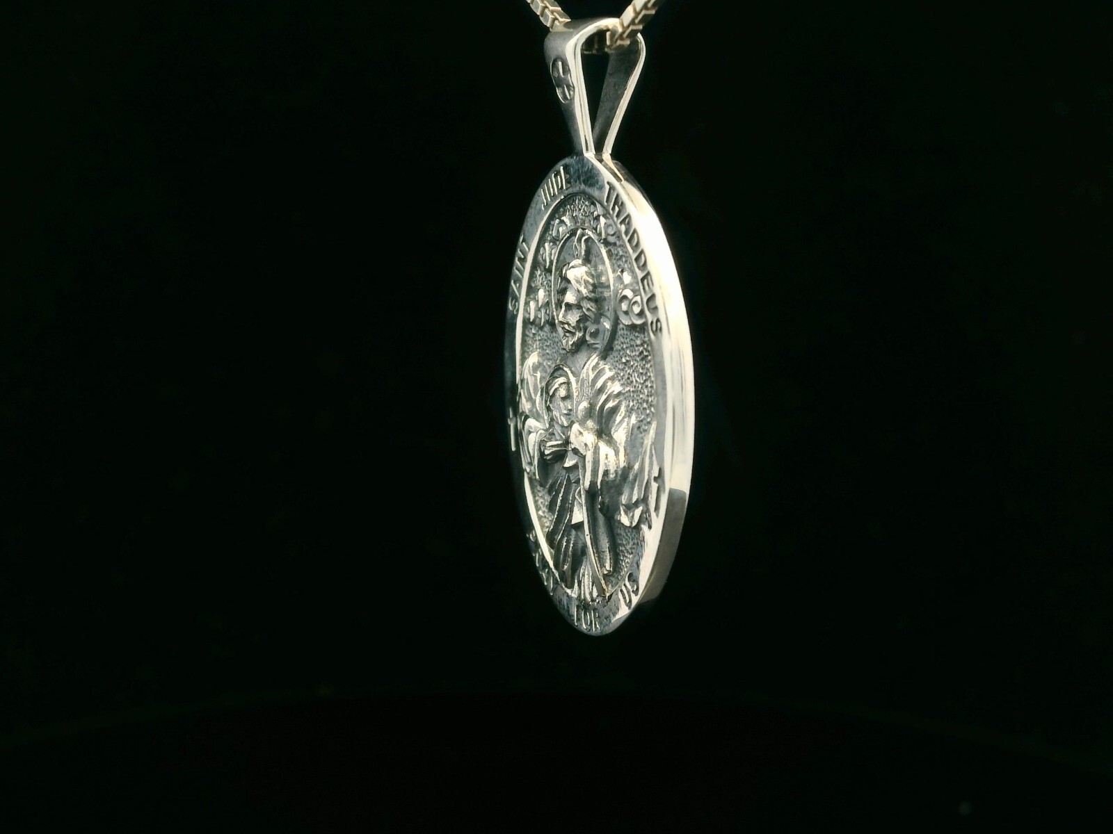 925 Sterling Silver Two-Sided Saint Jude Necklace