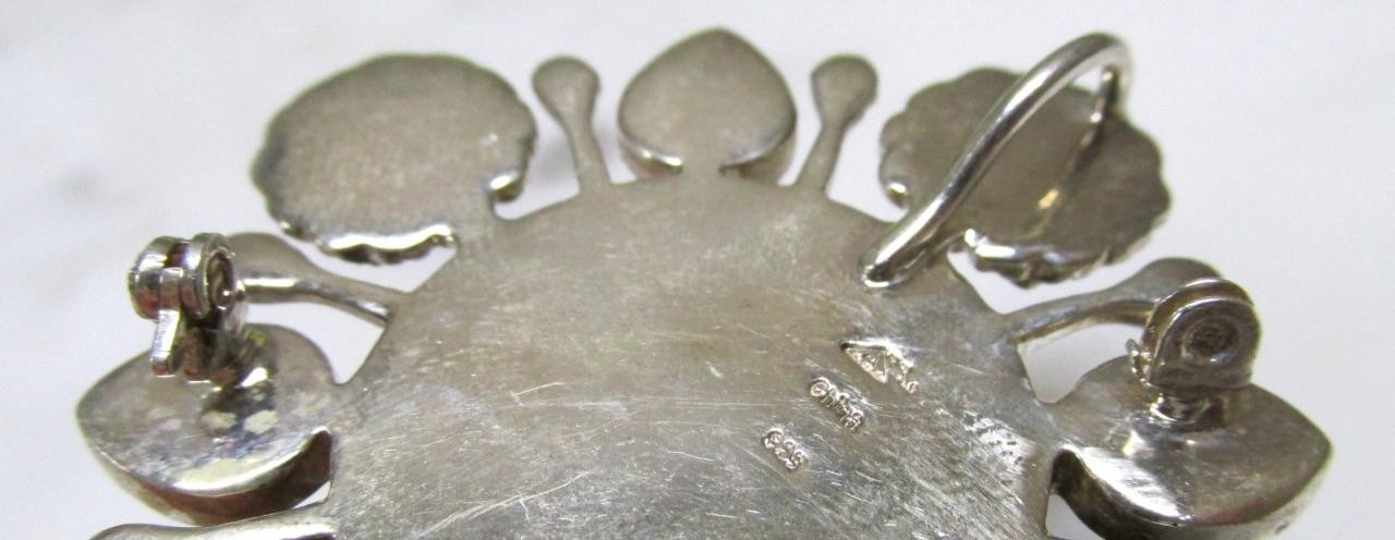 Ail Aluma Unknown Stones Sterling Silver Brooch / Pendant ~ 26g ~ 8-C645