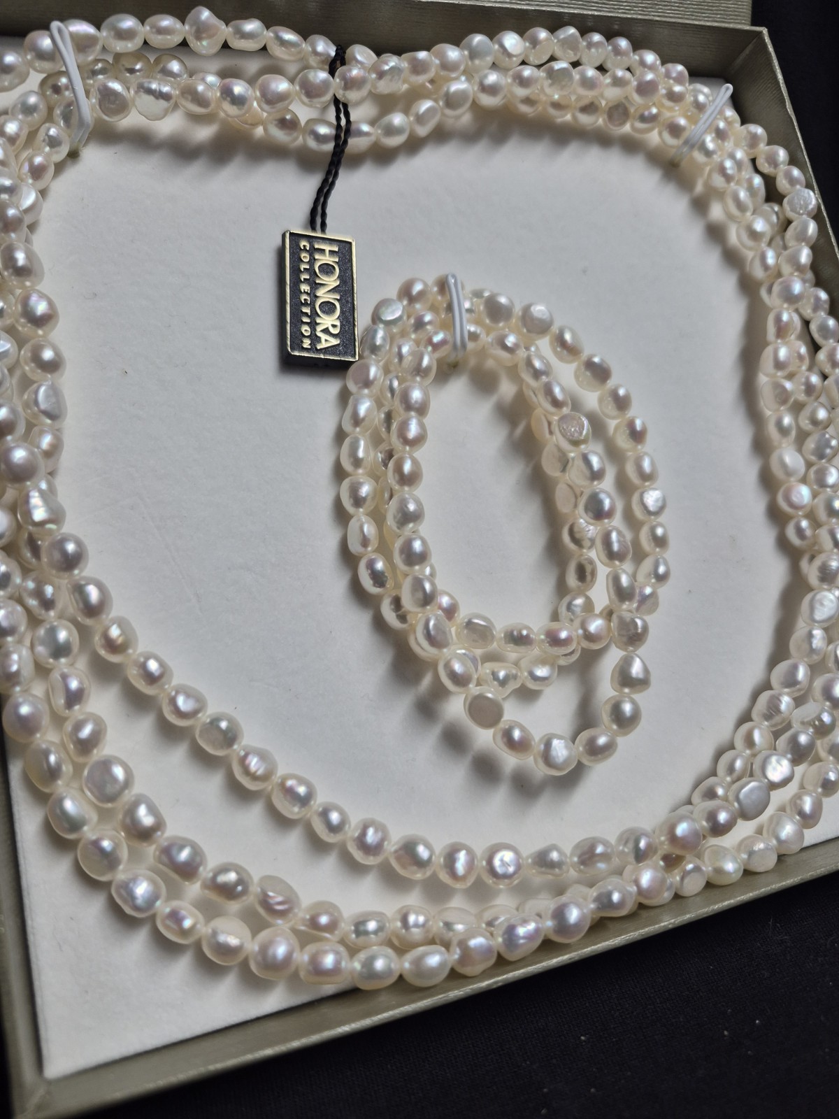 NWT Honora White Cultured Freshwater Pearl 60″ Rope Necklace & Stretch Bracelets