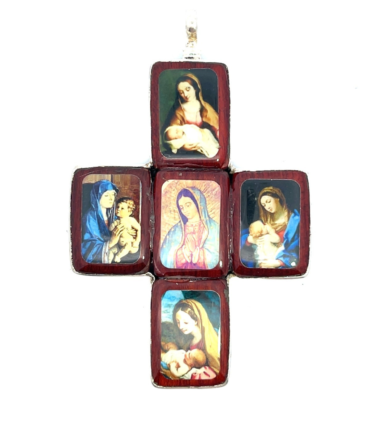Que Milagro 925 Sterling Silver Religious Photo Cross Enhancer Pendant – V079