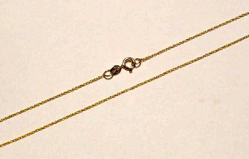 14K SOLID YELLOW GOLD 0.7MM ROPE CHAIN NECKLACE 18″