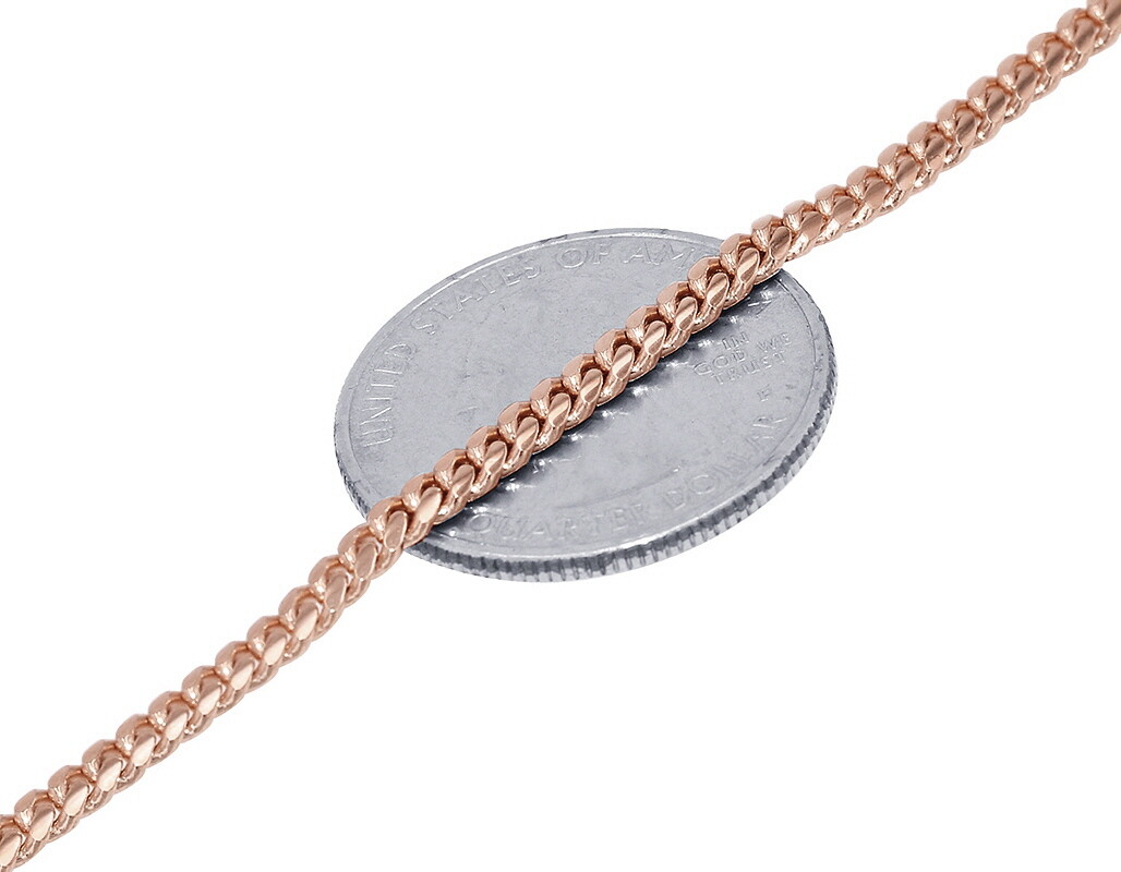 Unisex Miami Cuban Link Chain Necklace 3.5MM Solid Real10K Rose Gold 16-30 In…