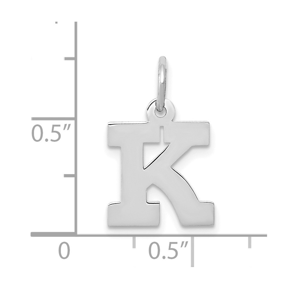 10k White Gold Small Block Initial K Charm Pendant 0.37gm L-18mm, W-12mm