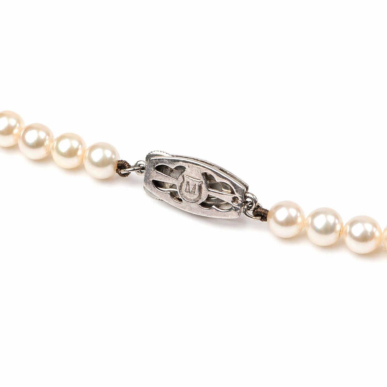 Mikimoto Akoya Pearl Necklace Graduated Strand 4.8~8.1mm Silver 17.3in Japan