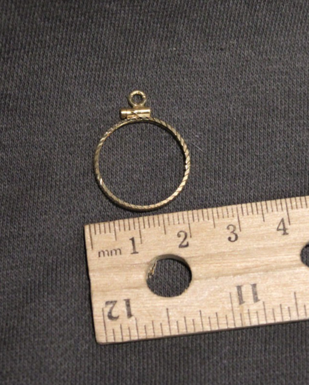 14K BEZEL FOR MEXICO 5 PESO GOLD COIN. SCREW TOP / DIAMOND CUT. N.O.S.!