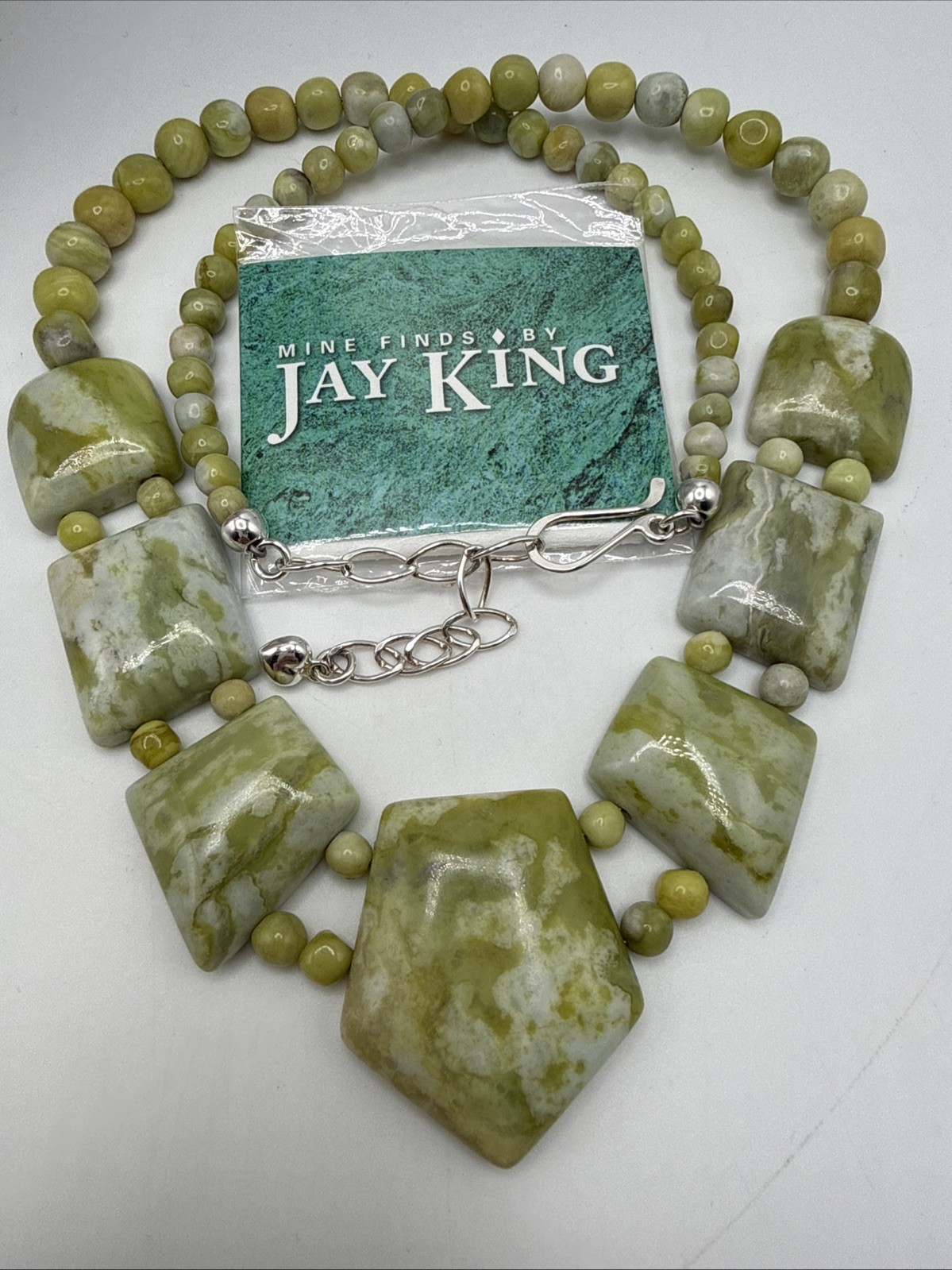 Jay King Natural South African Olive Calcite Sterling Silver Necklace