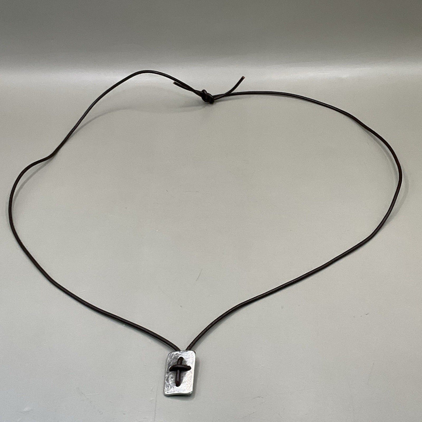 James Avery Necklace Brown Leather Sterling Silver 925 Cross Shield Pendant