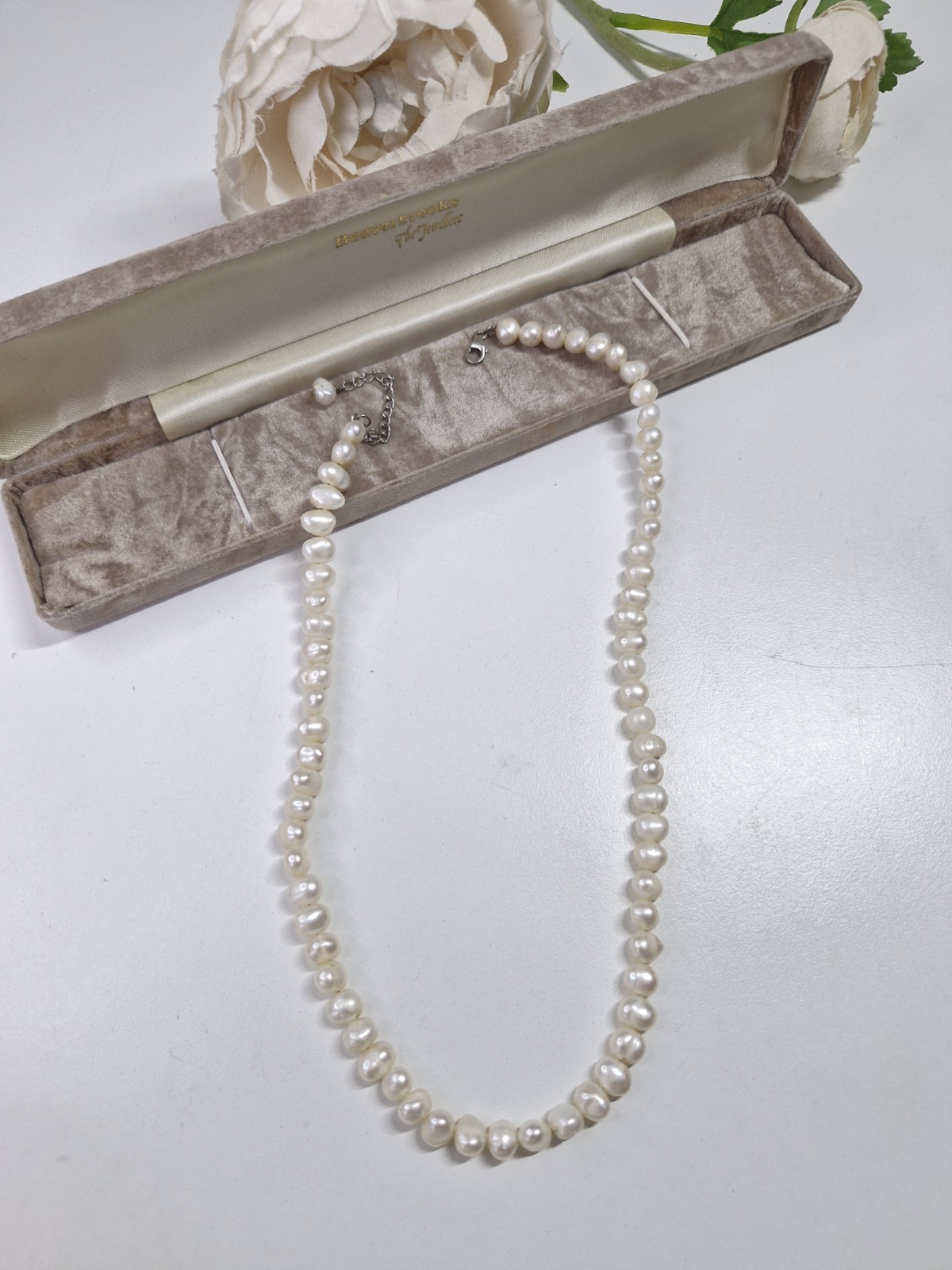 Cultured Freshwater Pear neclace Sterling Silver clasp high lustre boxed