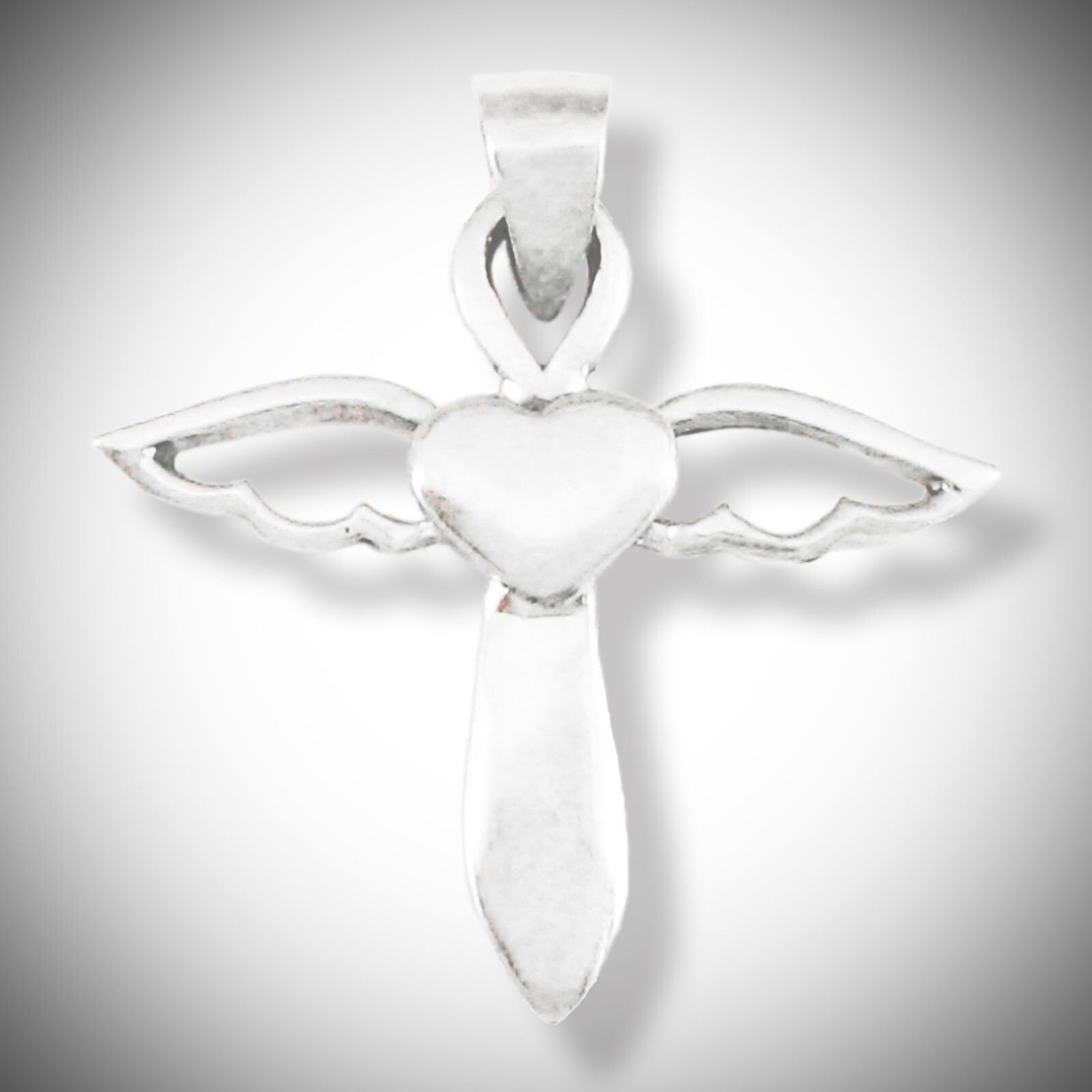 Simple ANGEL Heart Pendant in Sterling Silver – Add Your Own CHAIN!