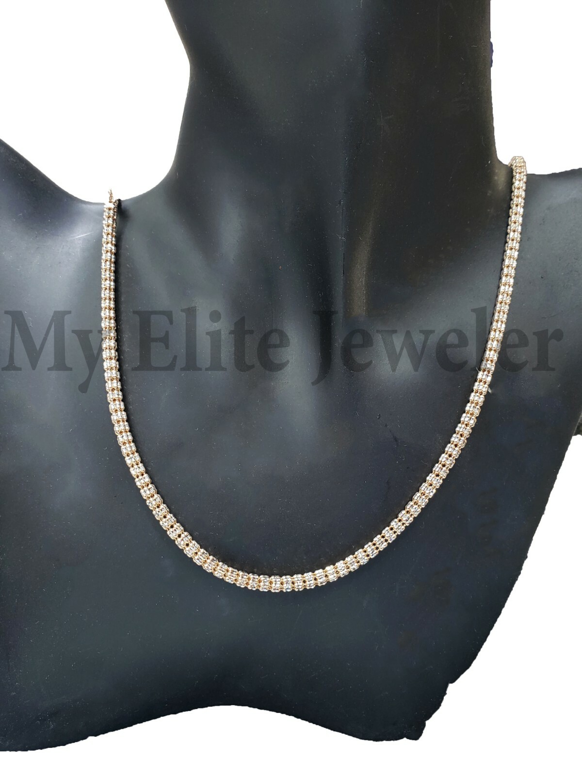 10k Yellow Gold Tennis Chain Necklace 20″ 4mm Diamond Cut REAL GOLD