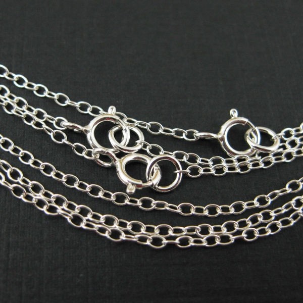 Sterling Silver Necklace 2mm Round Cable Oval Chain (All Sizes) Made in Italy