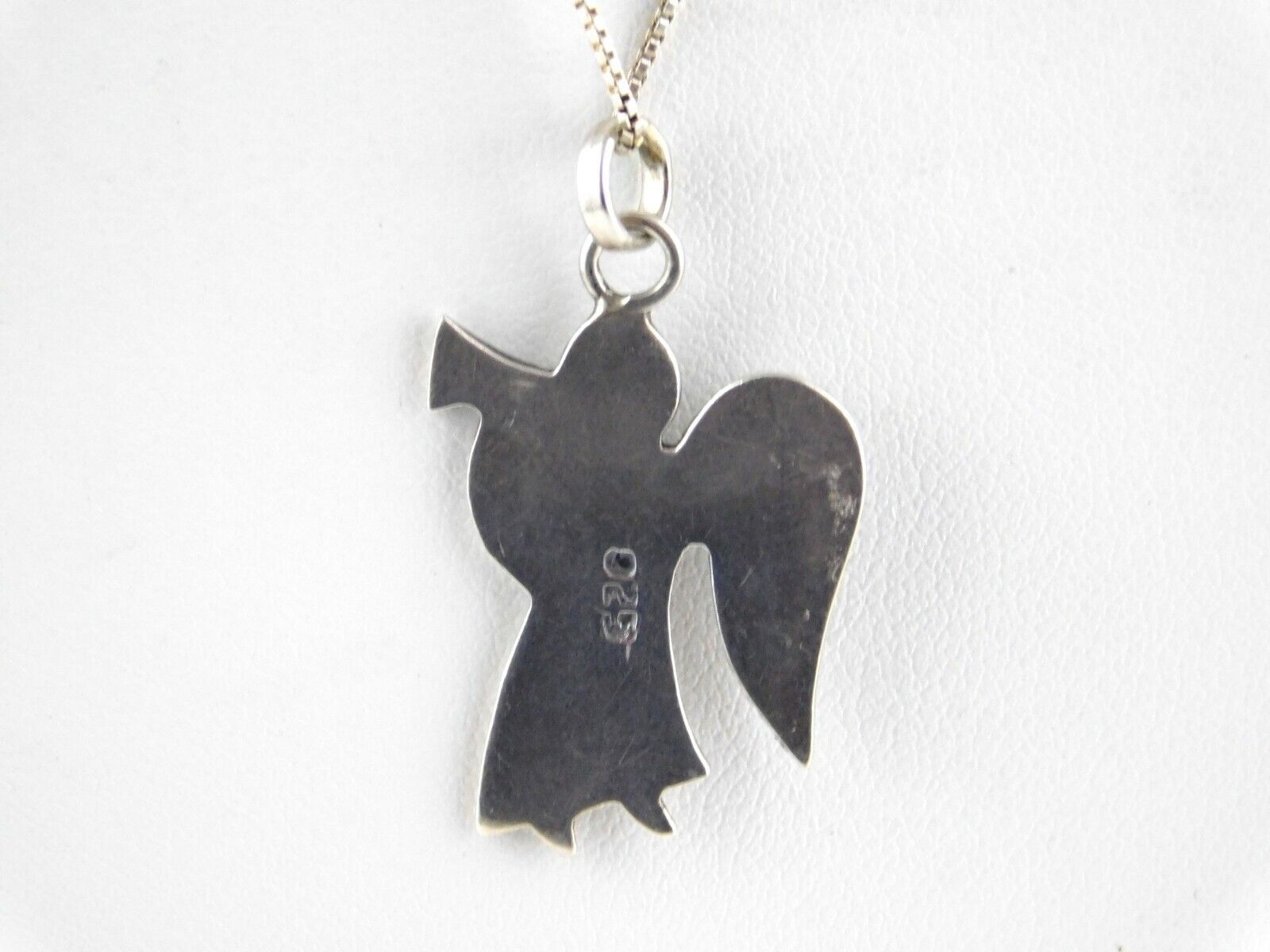 Sterling Silver Trumpeting Angel Pendant Necklace 18.5 Inches 5.2 Grams 925