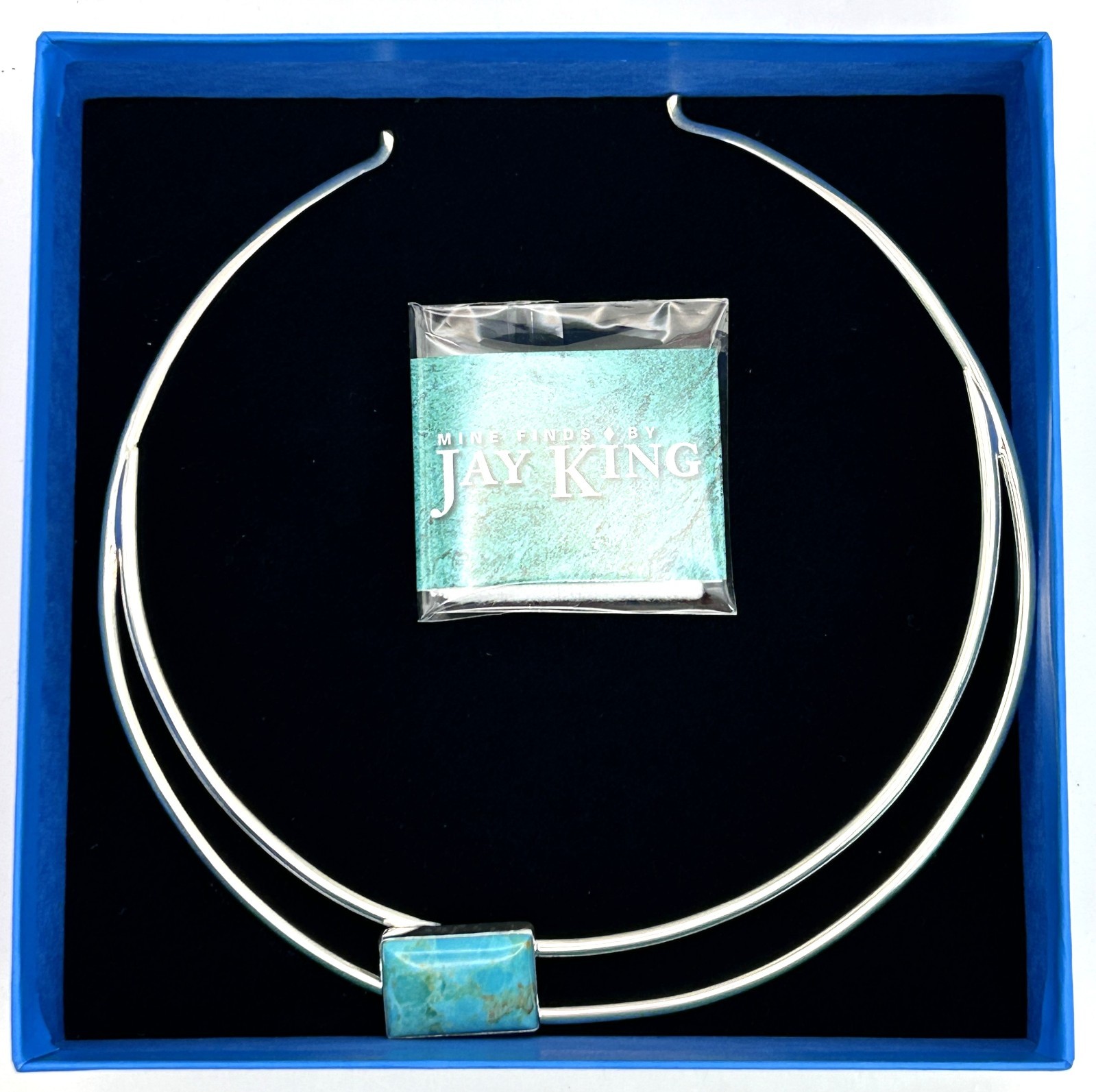 Jay King DTR 925 Sterling Turquoise Double Collar Necklace 36g Original Box