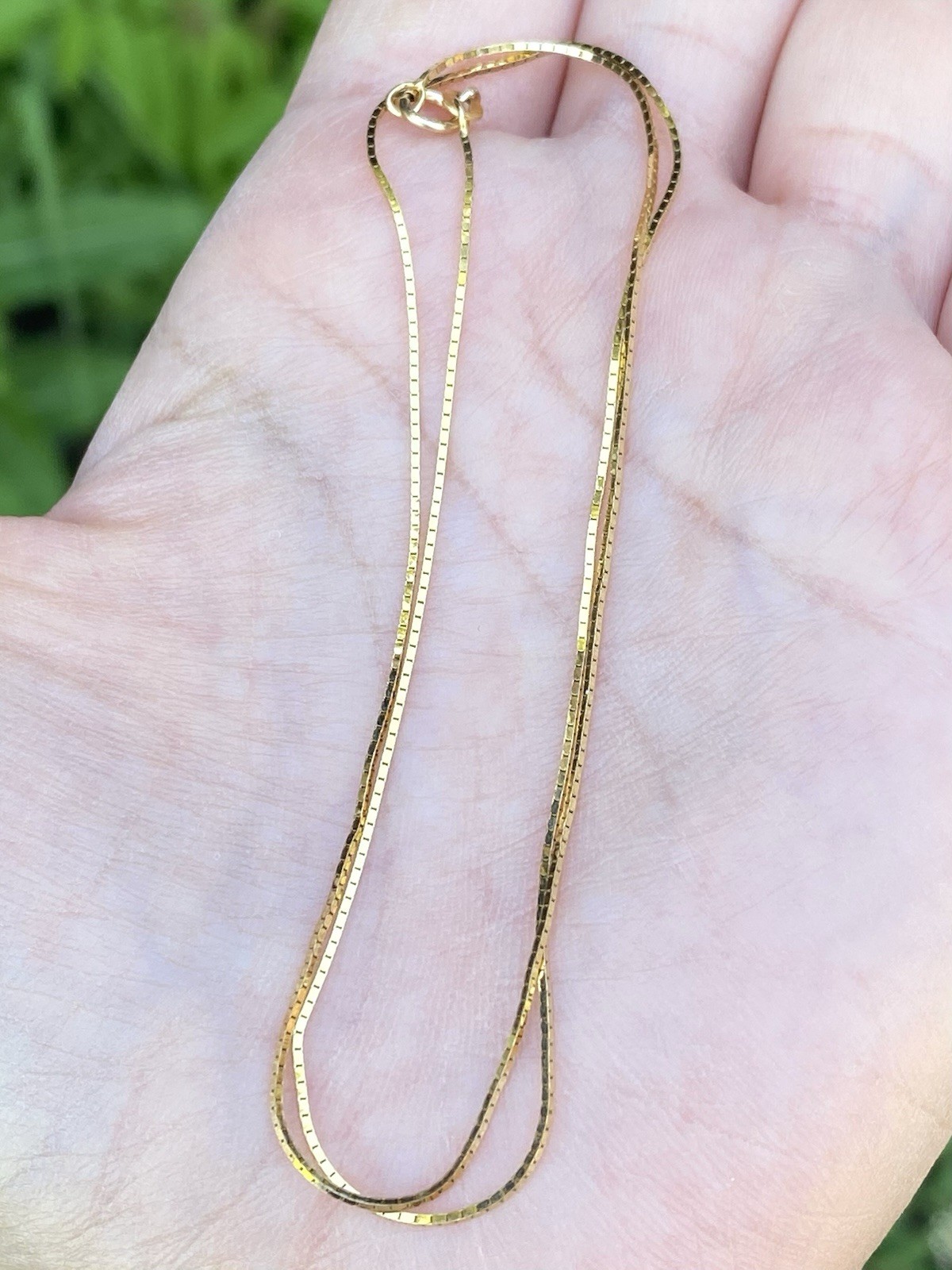 Solid 14k Yellow Gold Box Chain Necklace 1.63 Grams- 16 Inches