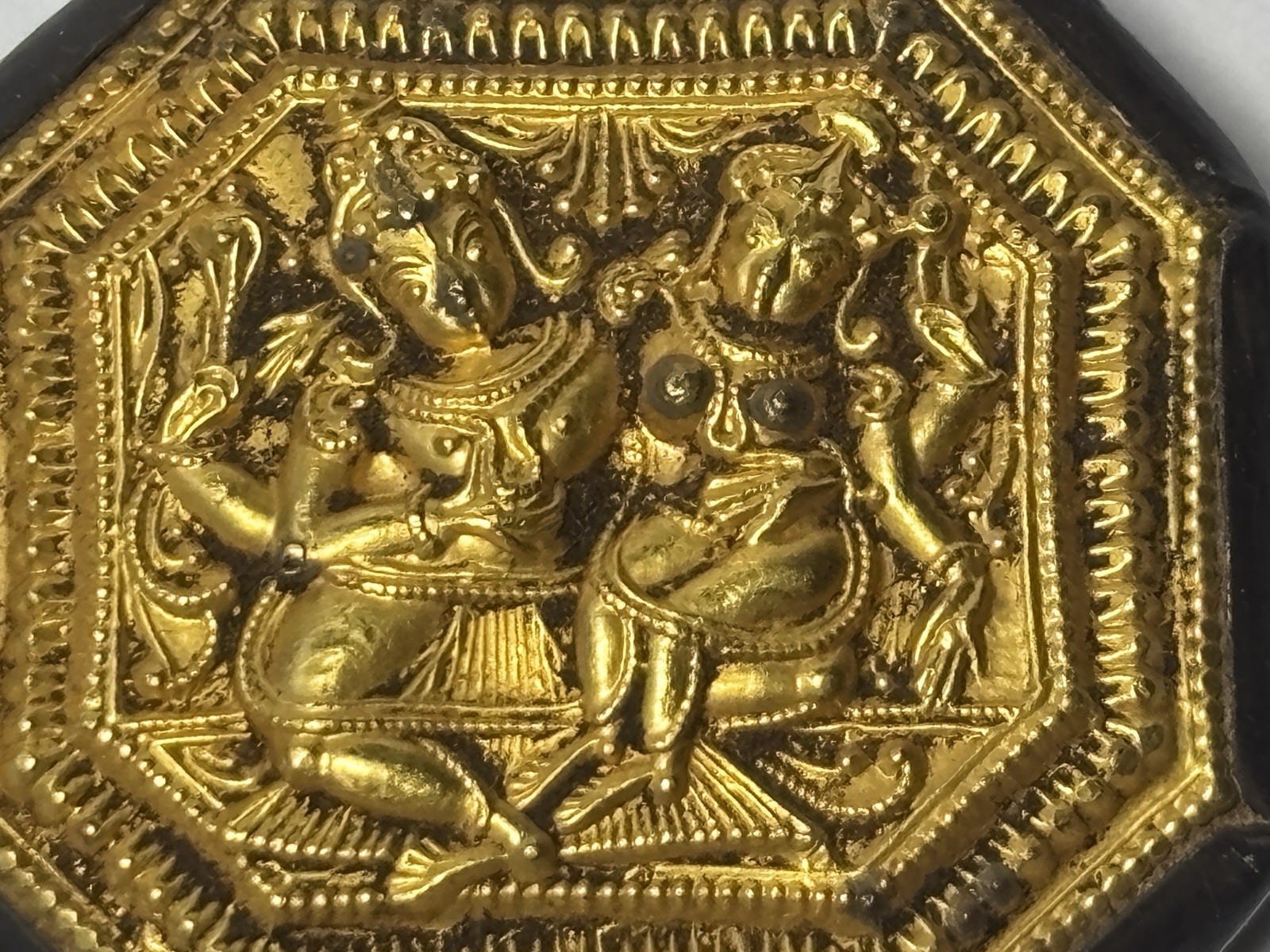 Lakshmi and Vishnu Sterling Silver Pendant Handcrafted 18K Gold Foil 1×1″