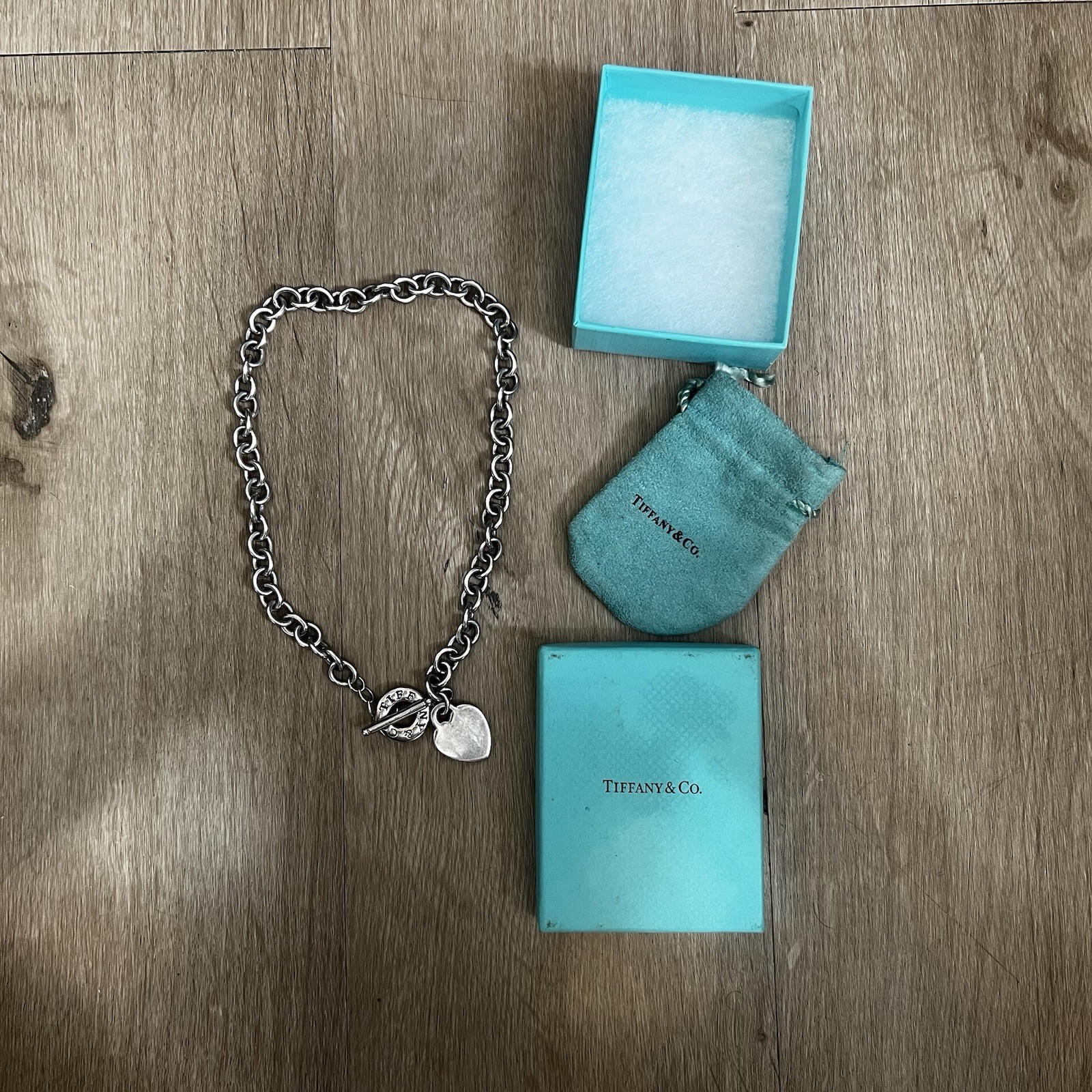 Tiffany & Co. Return to Tiffany Sterling Silver Heart Tag Rolo Toggle Necklace
