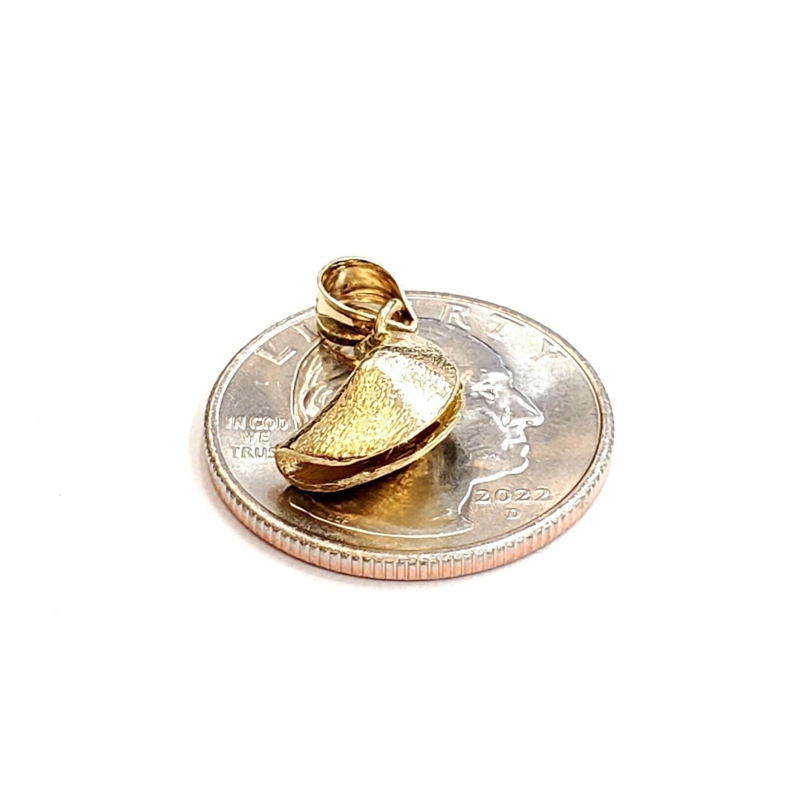 14k yellow gold Fortune cookie pendant lucky charm gift for her fine jewelry 2g