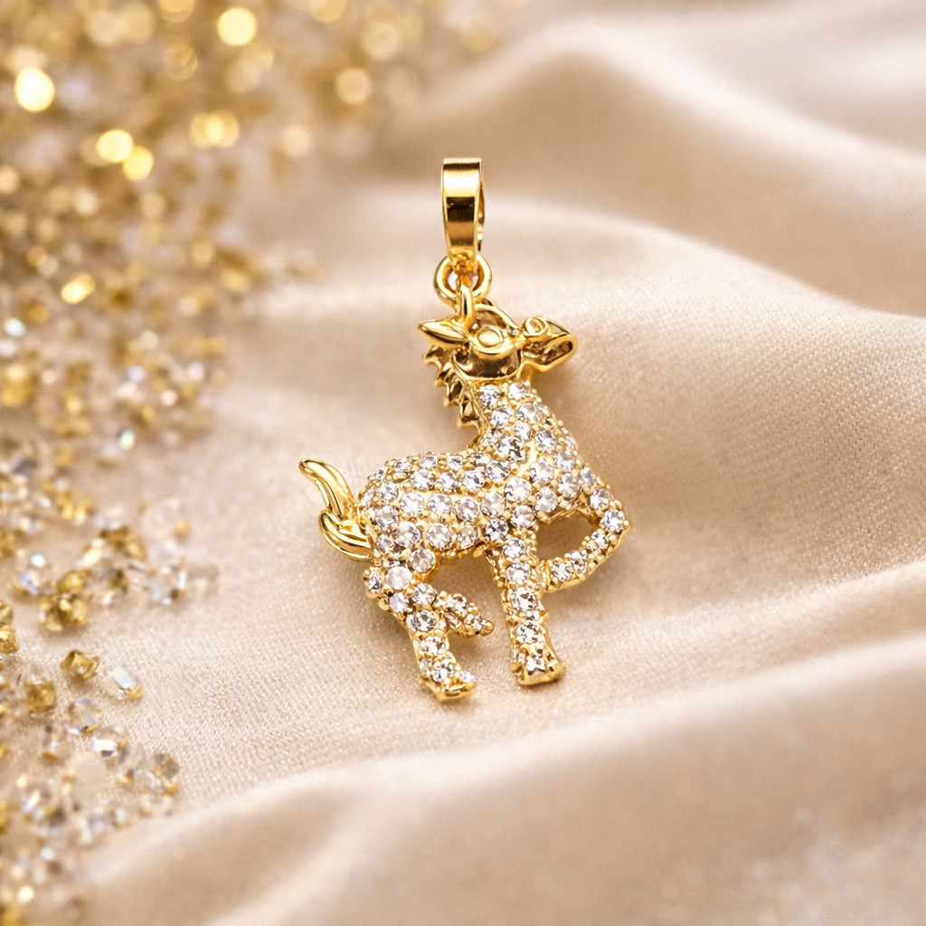 925 Sterling Silver Horse Pendant CZ Gemstone Accent Jewelry Gift