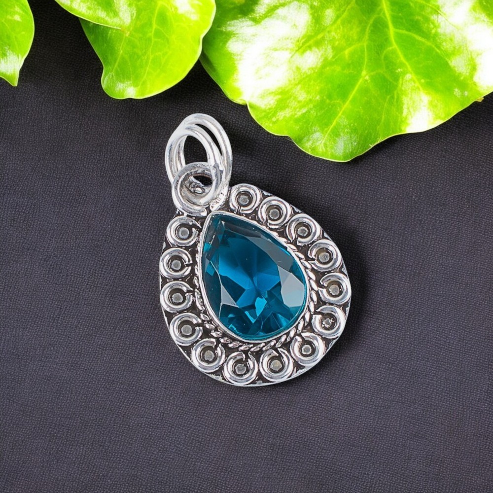 Apatite Gemstone Jewelry 925 Silver Handmade Dainty Pendant 1.02″ For Girlfriend