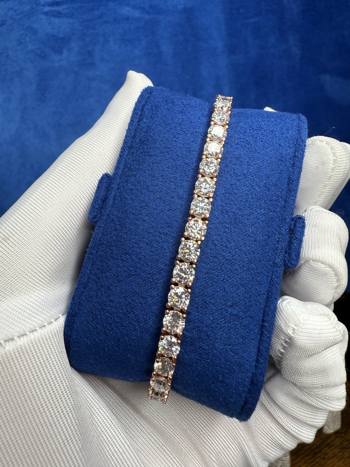 Full Real Moissanite Tennis Bracelet 18k Rose Gold Plated Jewelry