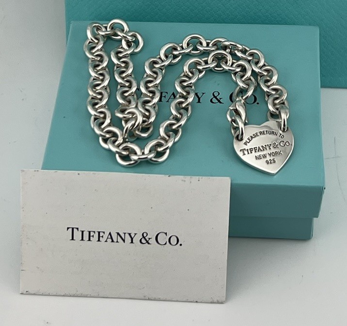 Tiffany & Co. Sterling Silver “Return To Tiffany” Heart Tag Choker Necklace 15”