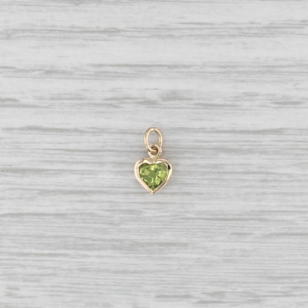 0.50ct Peridot Small Heart Charm 14k Yellow Gold August Birthstone Pendant
