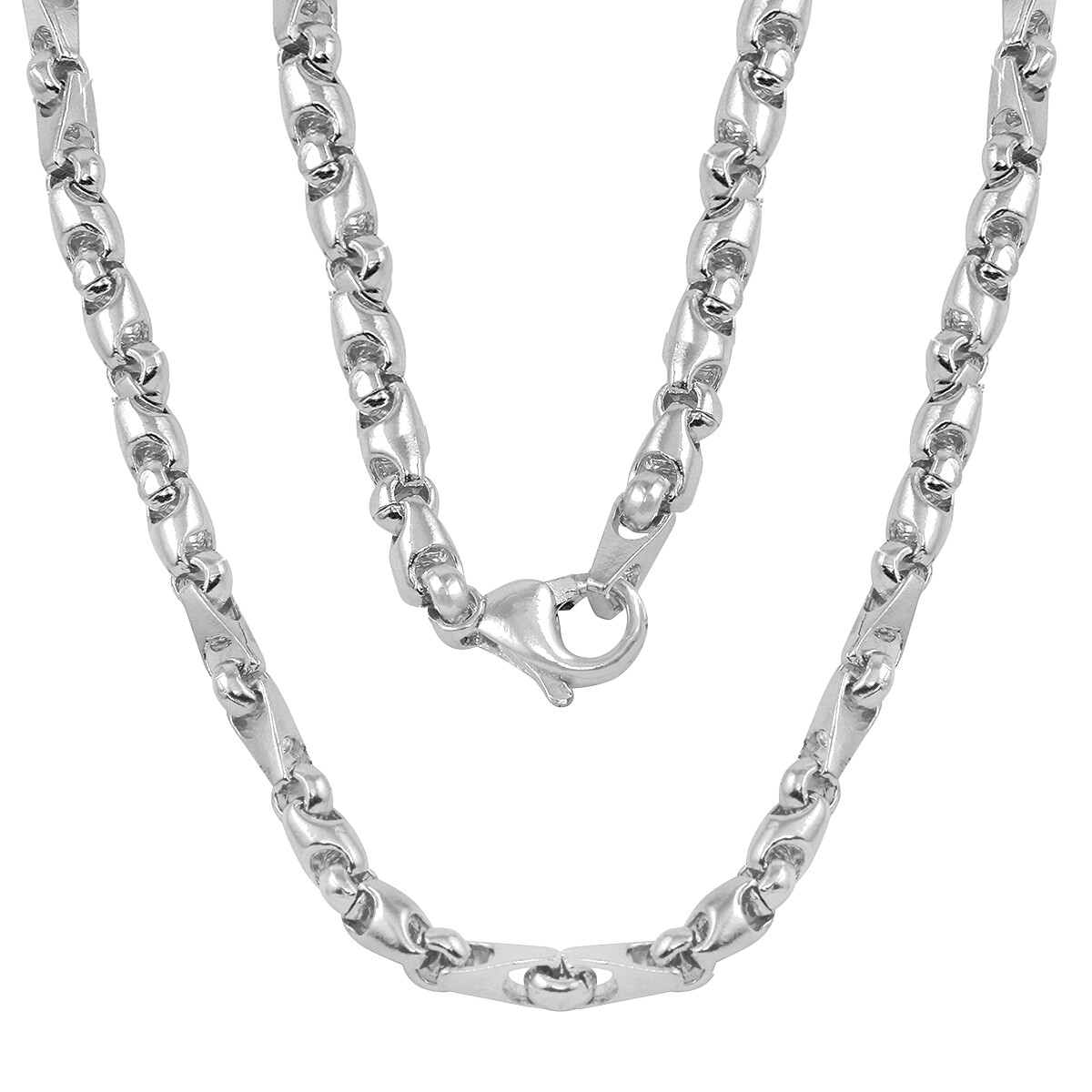 14k White Gold Solid Handmade Fashion Link Necklace 24″ 5mm 55.5 grams