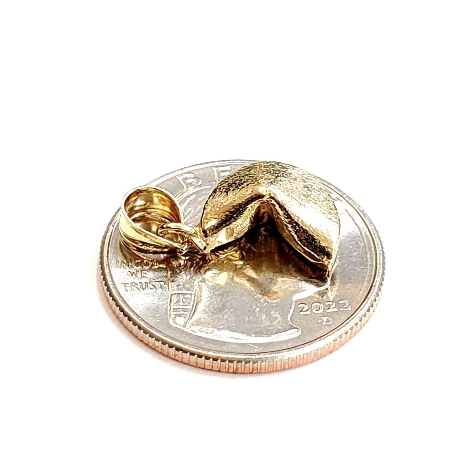14k yellow gold Fortune cookie pendant lucky charm gift for her fine jewelry 2g