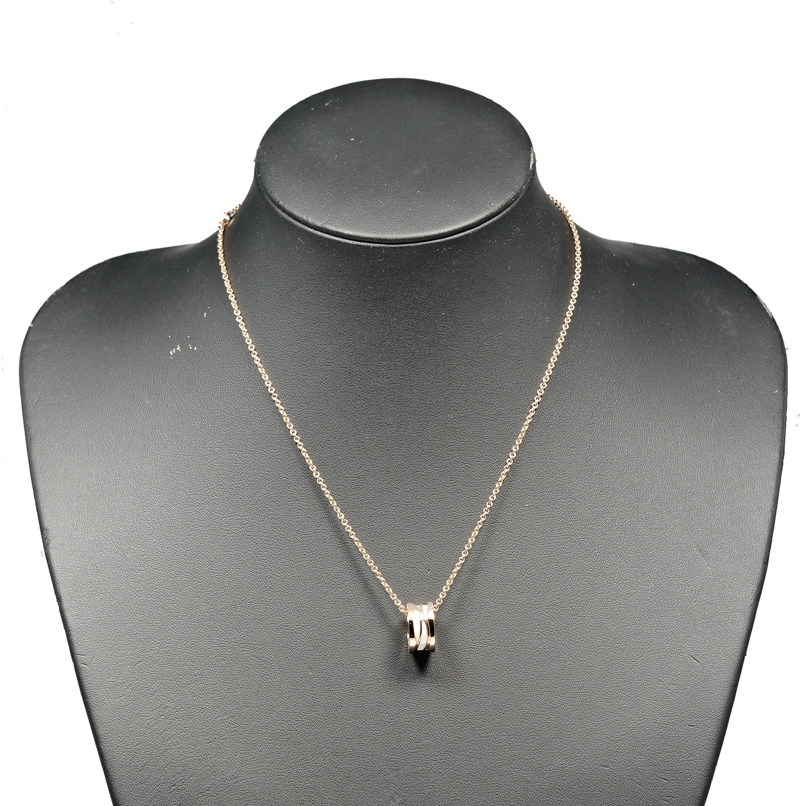 Bvlgari B.zero1 Design Legend Necklace 18K RG Rose Gold Ceramic 17.3in 13.4g