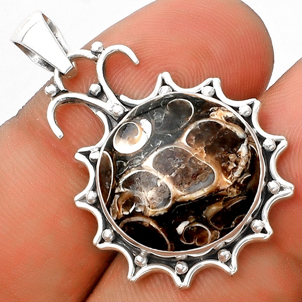 Natural Turtella Jasper – USA 925 Sterling Silver Pendant Jewelry P-1249