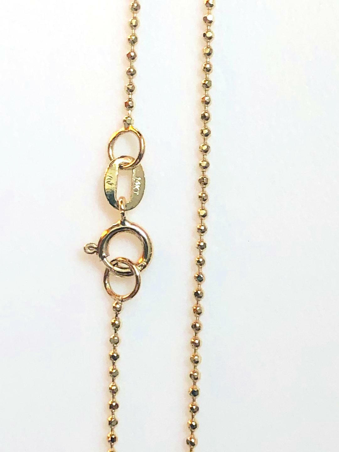 14k Solid Yellow Gold Beads Chain Necklace 1.0 mm 18 inches (45 cm) B-10-9