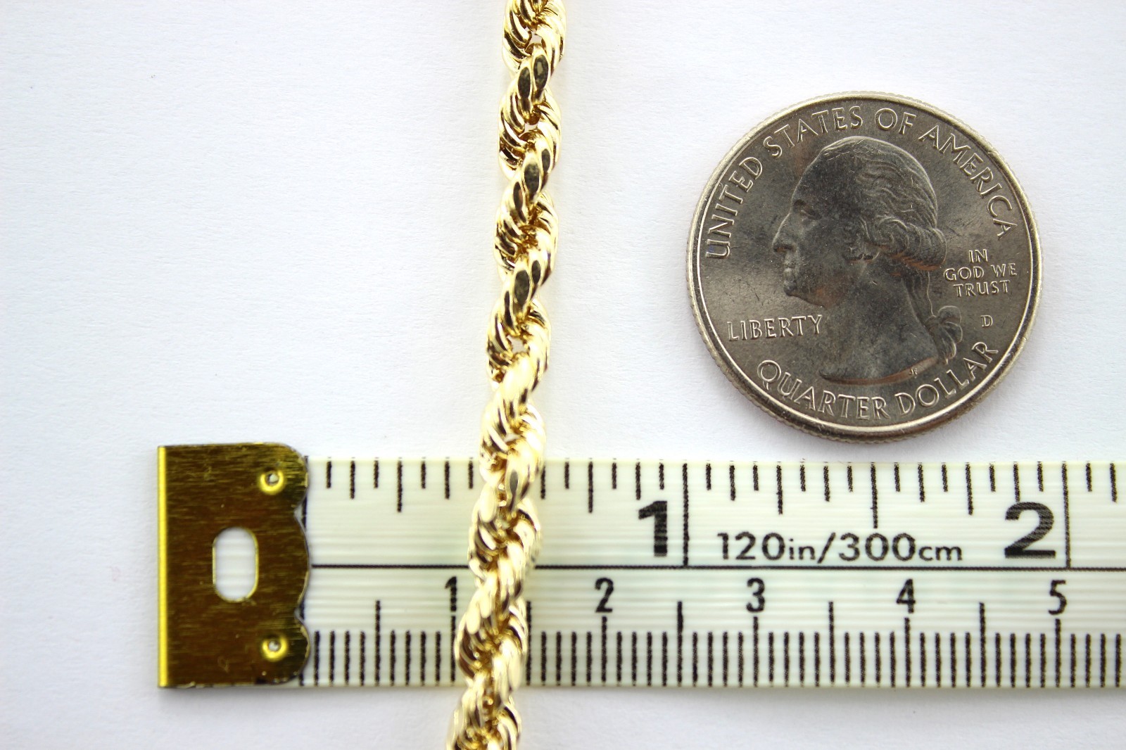 10K Yellow Gold Rope Twist Link Chain Necklace 2mm ~ 7mm 16″ ~ 30″