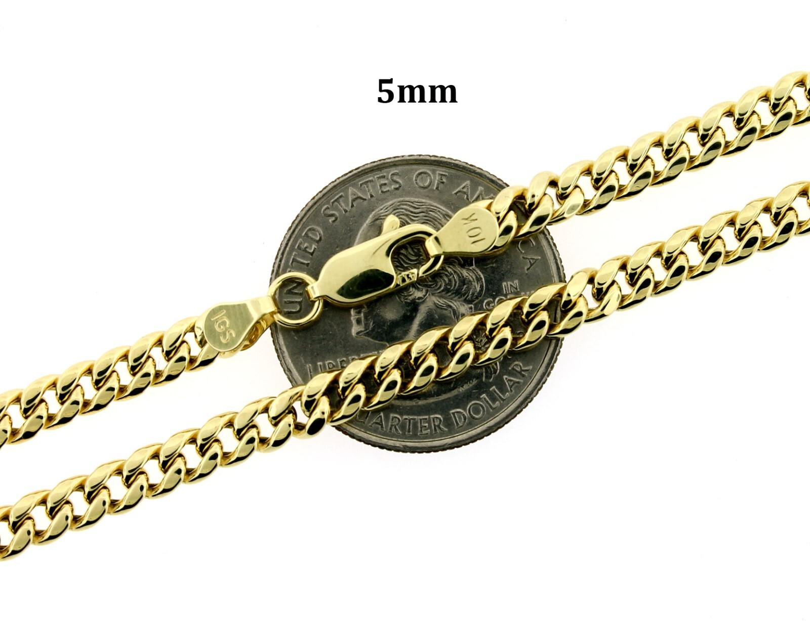 Real 10K Yellow Gold 3mm 4mm 5mm Miami Cuban Link Chain Necklace 16″-26″