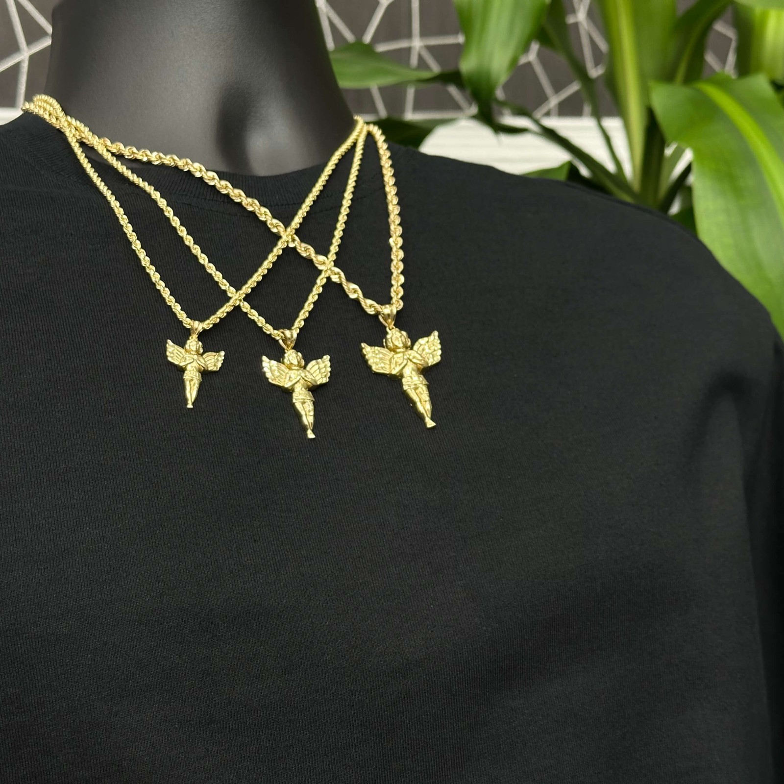 10k Gold Angel Jesus Charm Pendant All Sizes Male Female