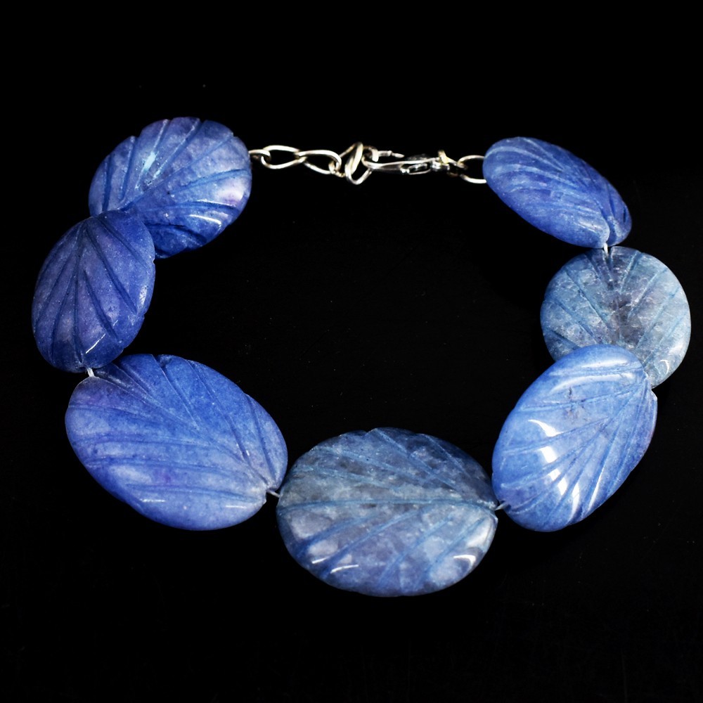 Oval Shape Carved 167.00 Cts Blue Sapphire Beaded Wonderful Bracelet VK 09 E702