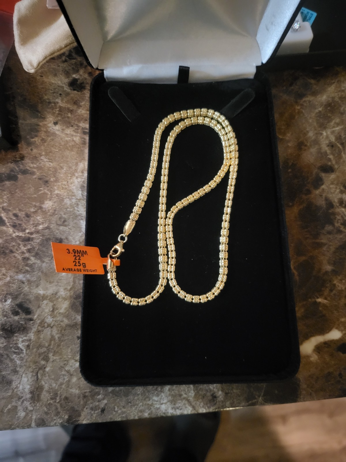 14k Gold Over Sterling Silver 925 4 Barrel Ice Link Chain 22 Inches 3.9mm 25grms