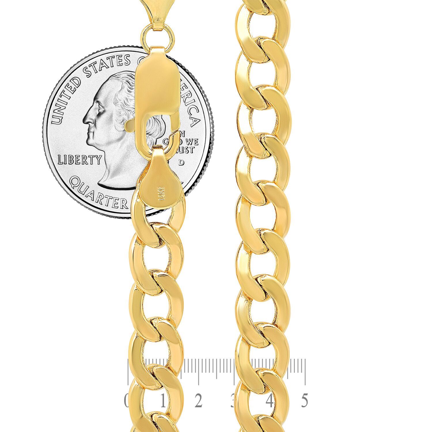 Real 14k Yellow Gold Cuban Link Curb Chain Pendant Necklace Size 16″-30″ Hollow