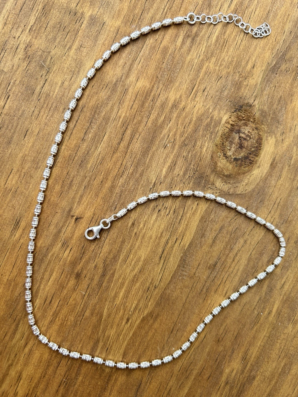 925 Sterling Silver Italy Bead Ball Chain Necklace Viking Link Design 18’’ 8.4g