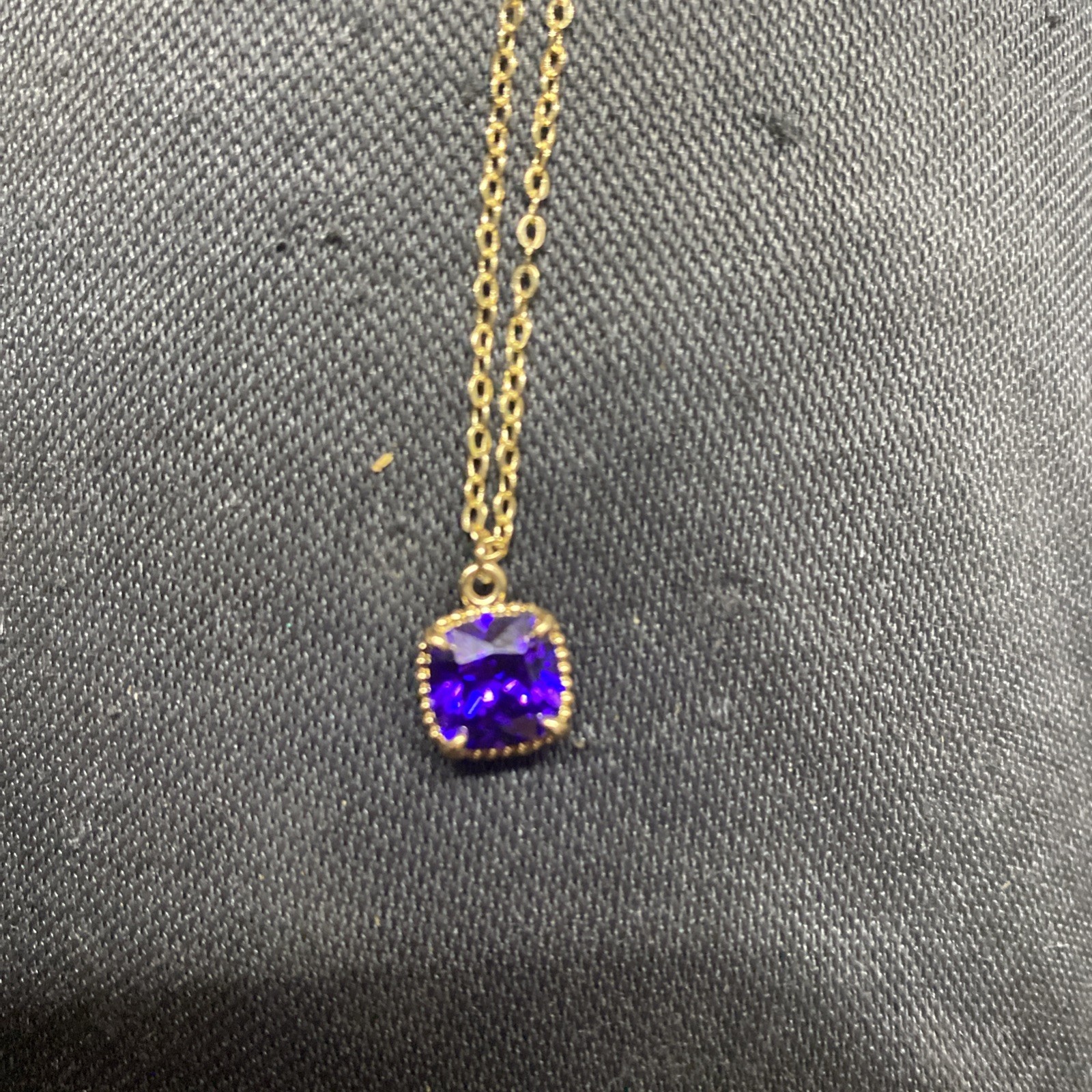 Square Amethyst Gold Necklace