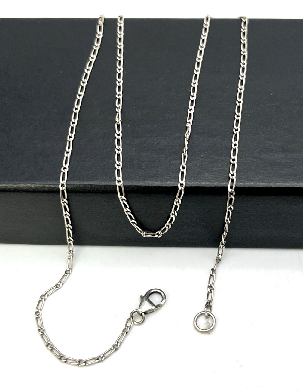 Petite FLAT PAPER CLIP FIGARO CHAIN 925 Sterling Silver 16 ” NECKLACE Choker
