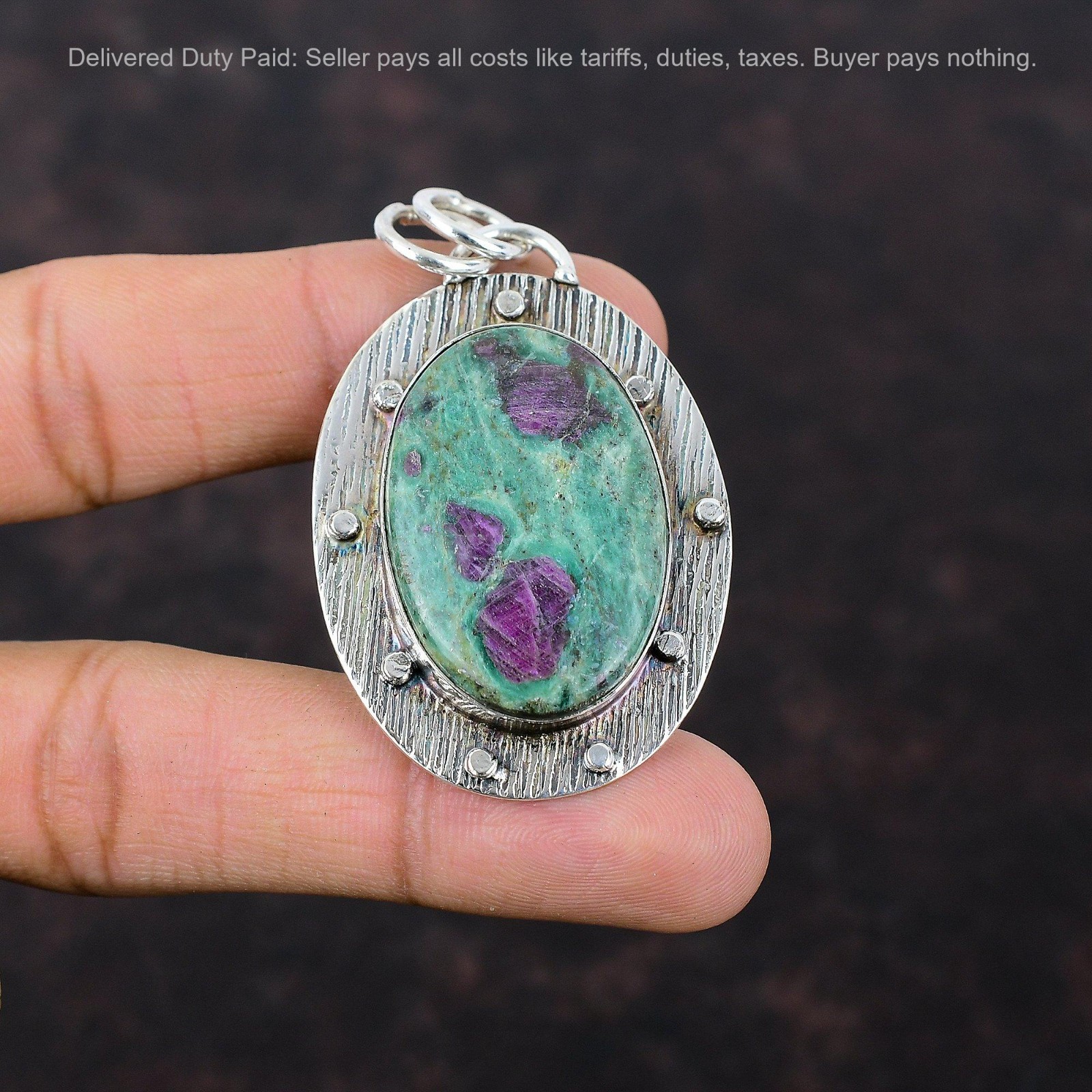 Natural Rubi Fuchsite 925 Sterling Silver Anniversary Handmade Pendant Jewelry