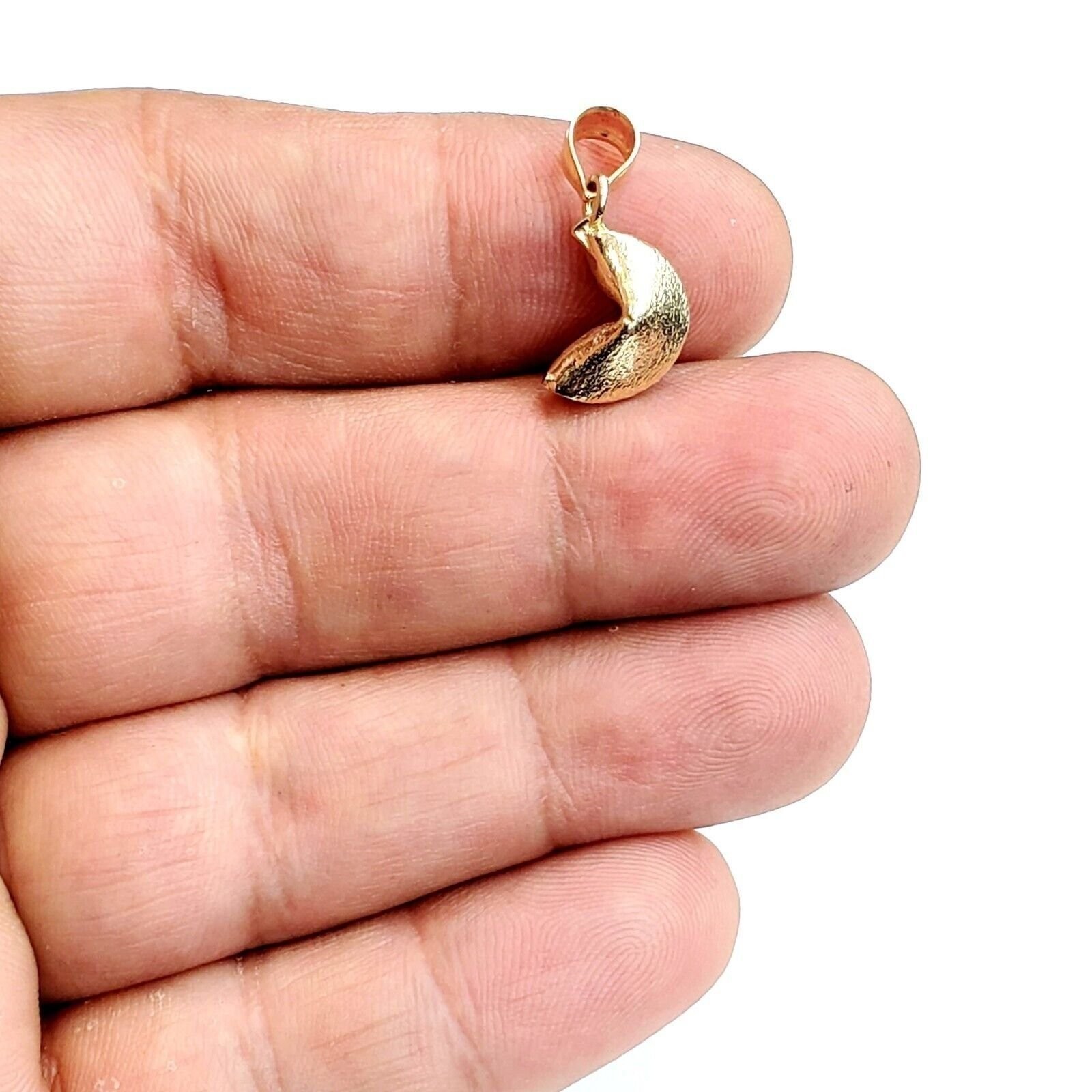 14k yellow gold Fortune cookie pendant lucky charm gift for her fine jewelry 2g