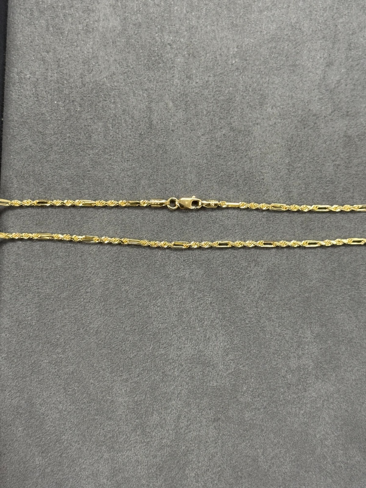 14k Yellow Gold 2mm FigaRope Chain Necklace Men Women 18” Inch