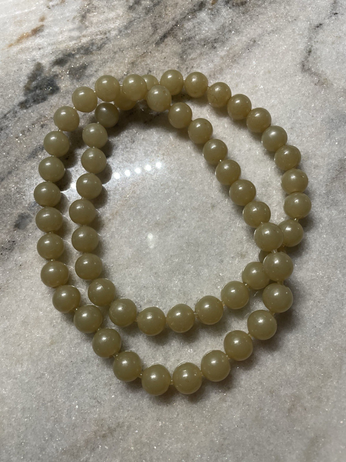 Serpentine Jade Yellow Pale Green Round Shape Jewelry 28 Beads Each Strand
