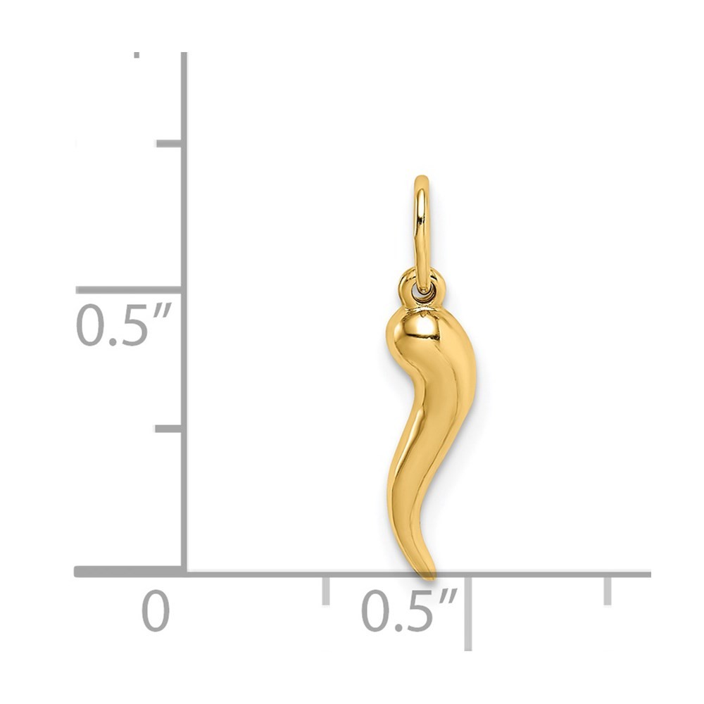 14k Yellow Gold Hollow Italian Horn Pendant Gift for Mother
