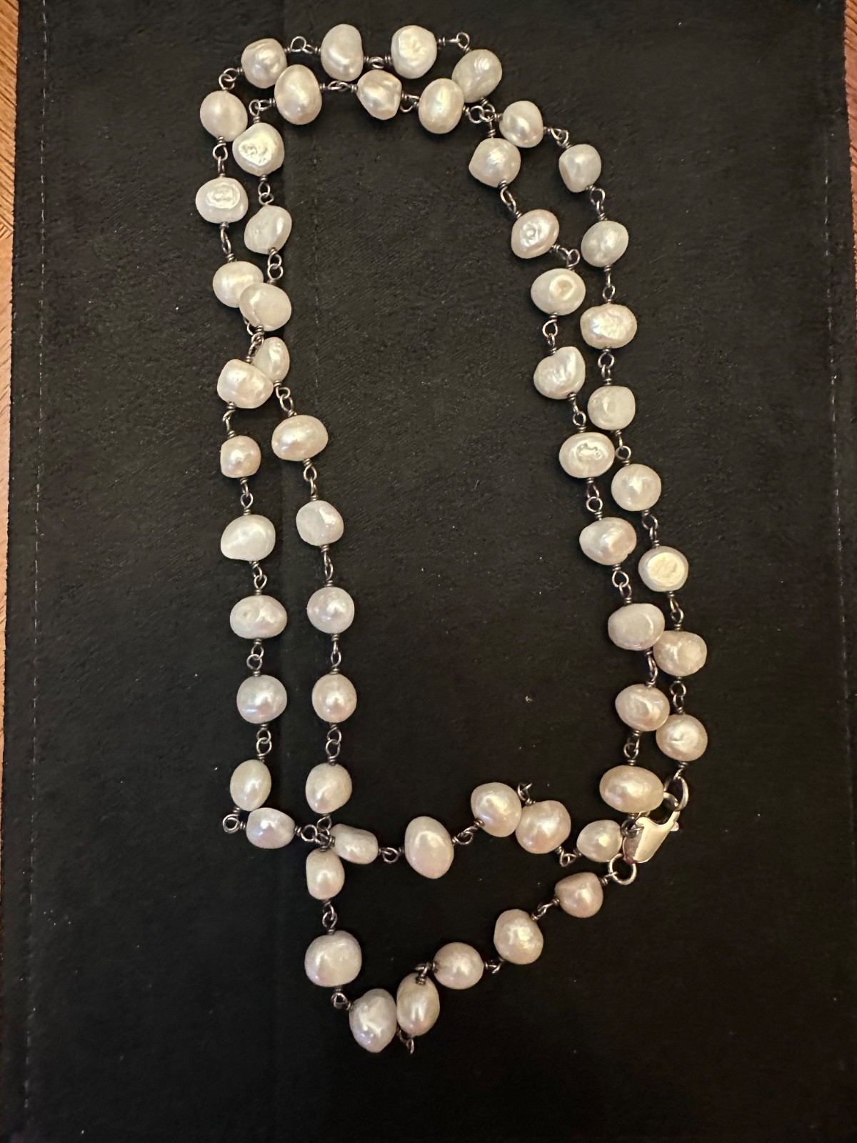 Silpada 925 Sterling Silver Freshwater Pearl Station Necklace Long